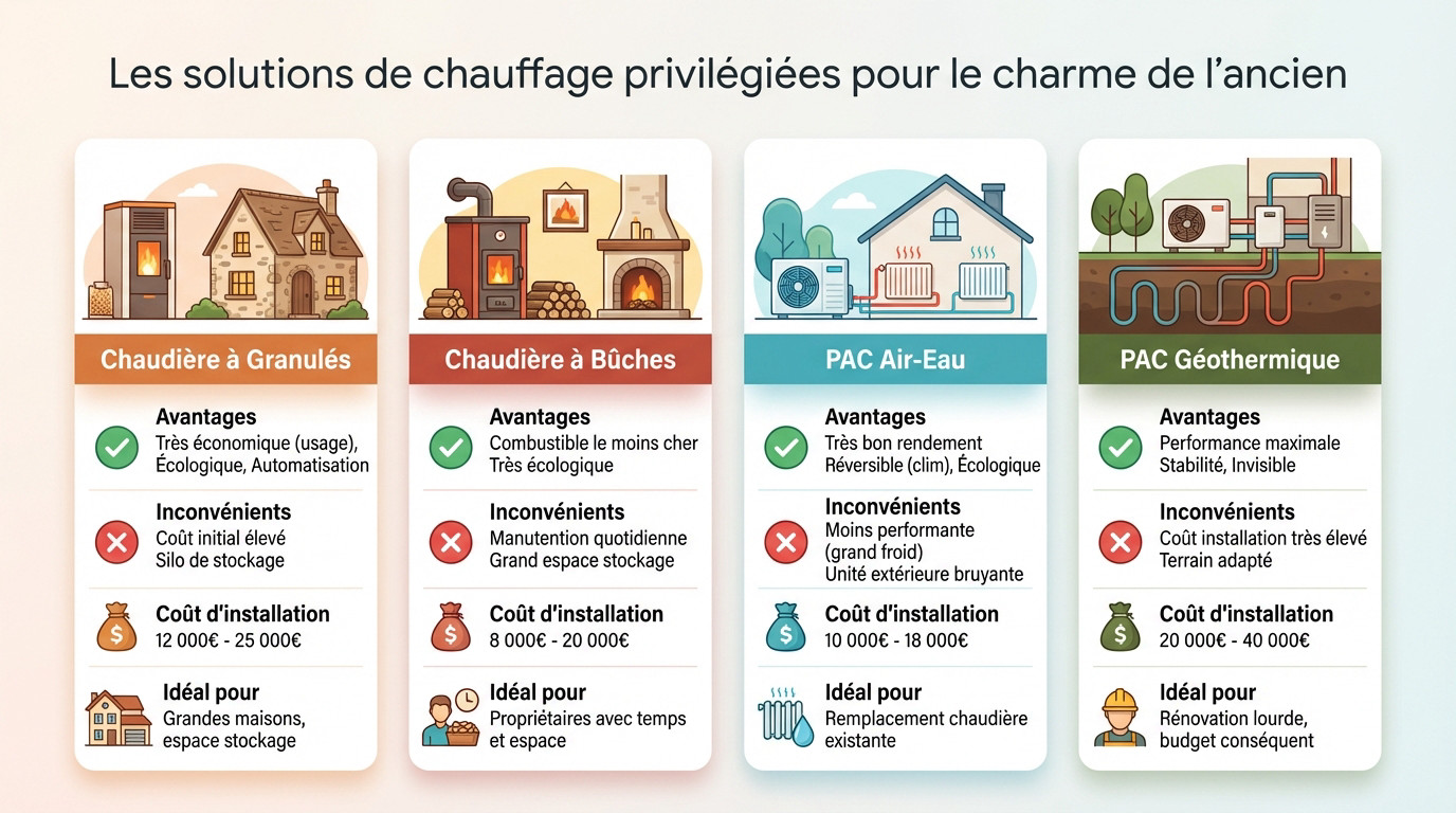 Installation d'un système de chauffage adapté dans une maison ancienne rénovée